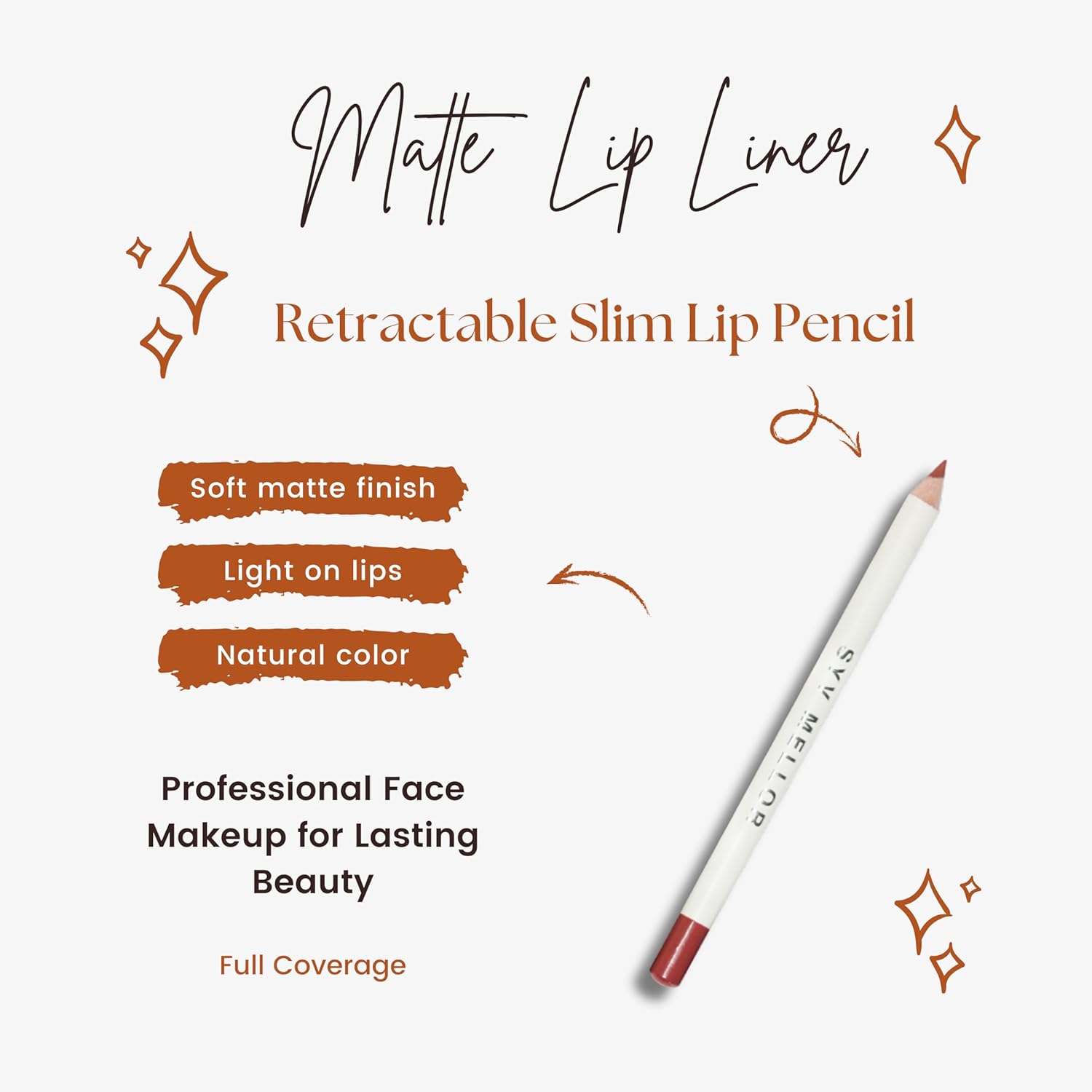 Lip Liner Perfect Pout Matte Retractable Slim Lip Pencil Face Makeup Longwear Rich Lip Colors Smudge Proof Formula with Long Lasting - Waterproof Lip Liner - Mood